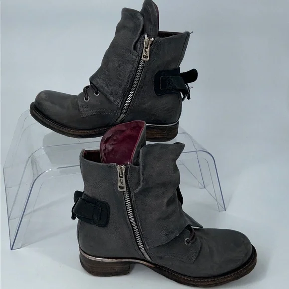 A.S.98 Leather Ankle Boots Gray Buckle Zip Made in Bosnia Size 36 - Picture 9 of 15